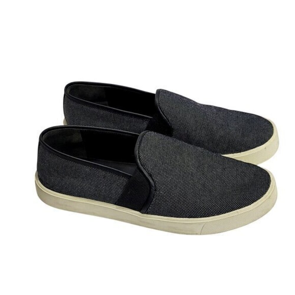 Vince Preston Black Textured Leather Trim Slip On Sneakers US 5 EU 35